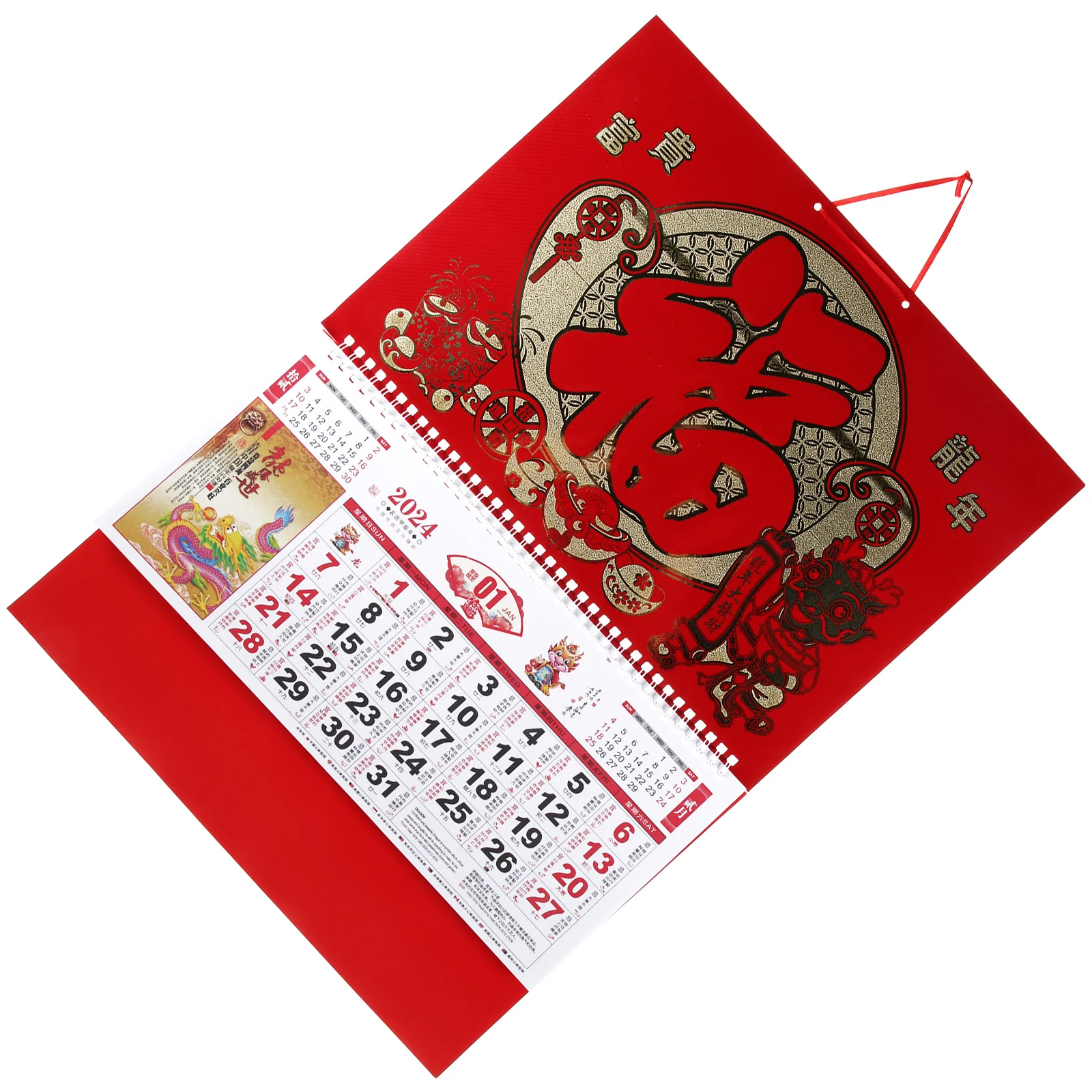 Decor 2024 Year of The Dragon Wall Calendar Delicate New Hanging Household Tearable Lunar Tradition Chinese