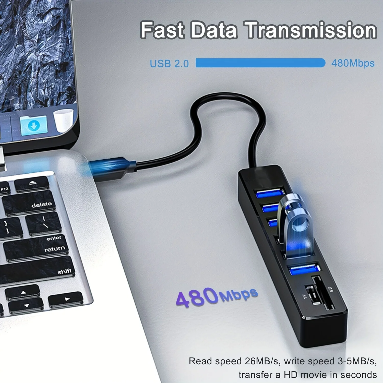 USB 2.0 Multiport High Speed 3 6 Port Hub USB Splitter Multi Extender TF SD Card Reader Adapter Extender for Laptops image 4
