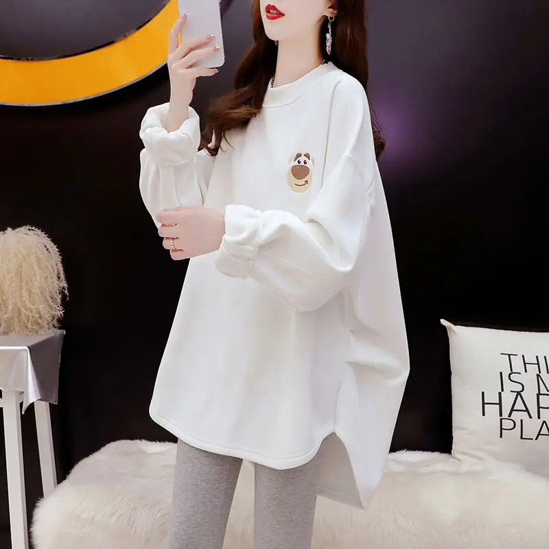Sudaderas asimétricas empalmadas con estampado de moda ropa femenina 2023 Otoño Invierno suelta Casual Tops sudaderas irregulares