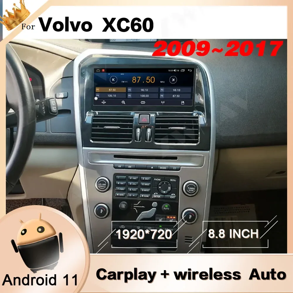 Android Player For Volvo XC60 2009 2010 2011 2012 2013 2014 2015 2016 2017 Radio Receiver Stereo GPS Navi Head Unit Touch Screen