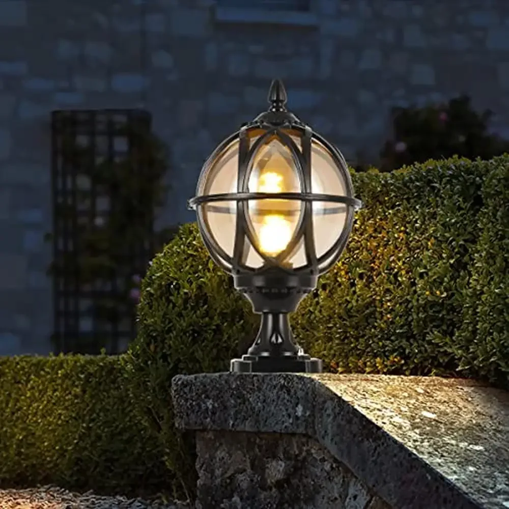 

15 дюймов, алюминий, IP55, водонепроницаемый уличный светильник, глобус, стеклянный абажур, столб, забор, пьедестал, колонна, светильники E26, держатель лампы в стиле ретро