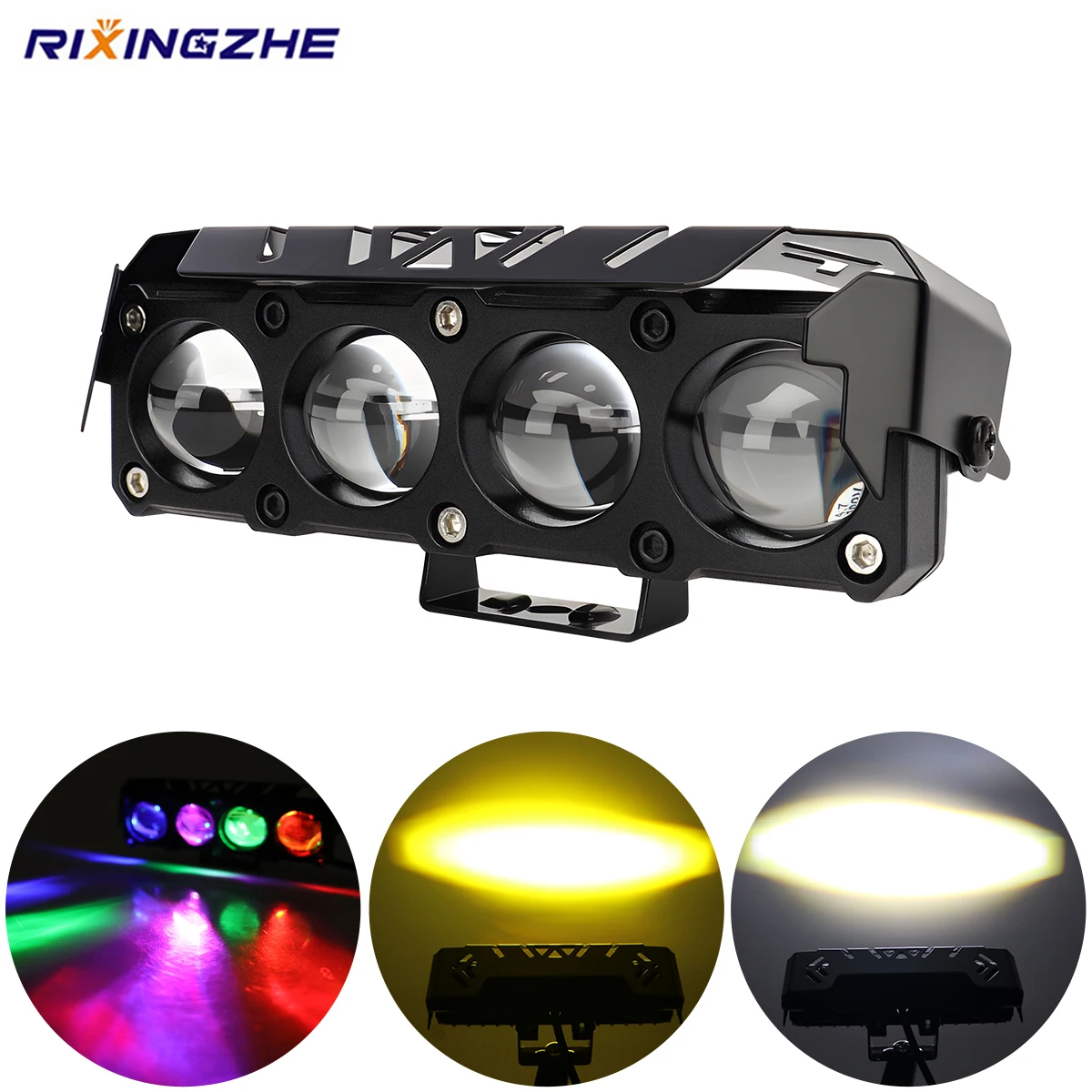 

Motorcycle LED Spotlight 30W Fog Lamps 9V-80V Headlight Dual Color RGB Work Light 4 Lens 3570 Chip for Car Trucks SUV UTV SSV