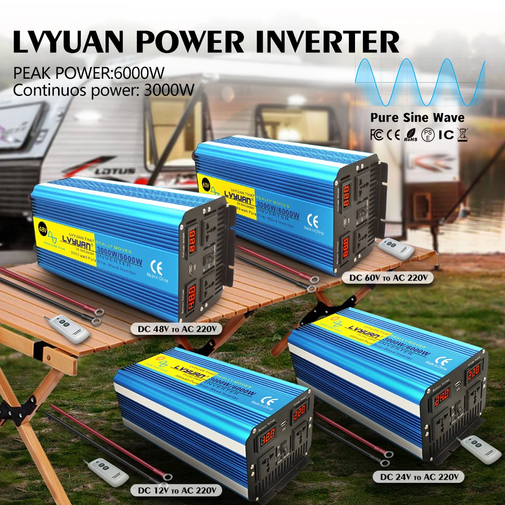 DC12V Inverter Akadálymentes Szinusz Hullámosság 2000W-8000W inversor Zárkózott vezérlő ledes átalakító áram transformador inversor senoidal pura