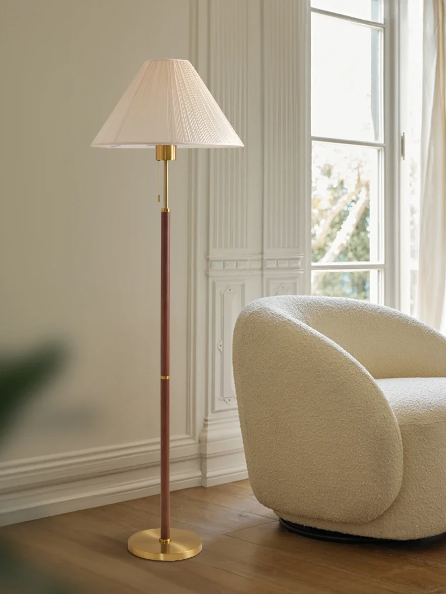 

Medieval solid wood floor lamp living room sofa side study bedroom bedside retro vertical desk lamp