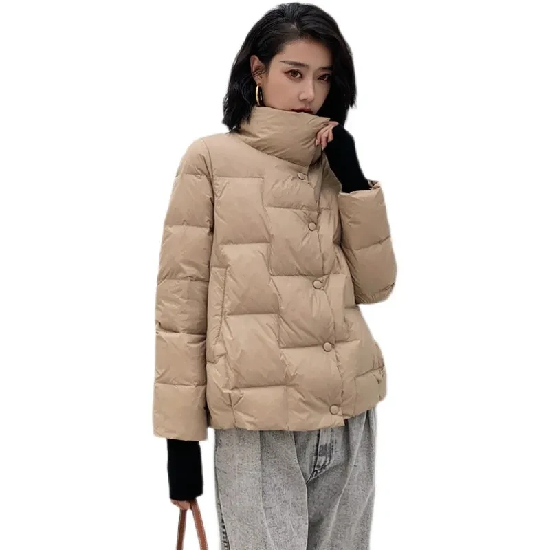 

Fashion Short Down Cotton Jacket Women Winter Parkas Thin Warm Stand Collar Single Breasted Loose Padded Coat Female Tide B1468