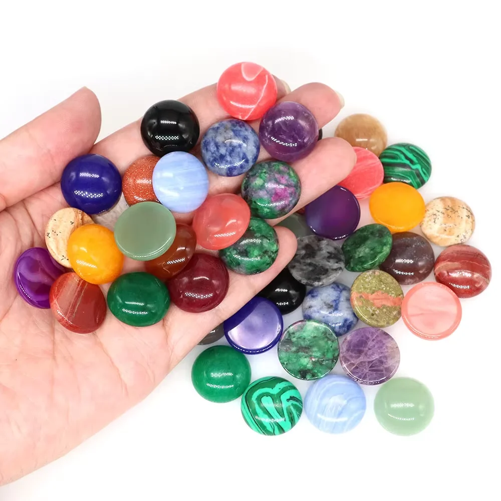 5pcs/lot Natural Stone Cabochon Beads 6/8/10/12/14/16/18/20/25mm Round Flat Back Cabochon Cameo For Diy Ring Jewelry Making