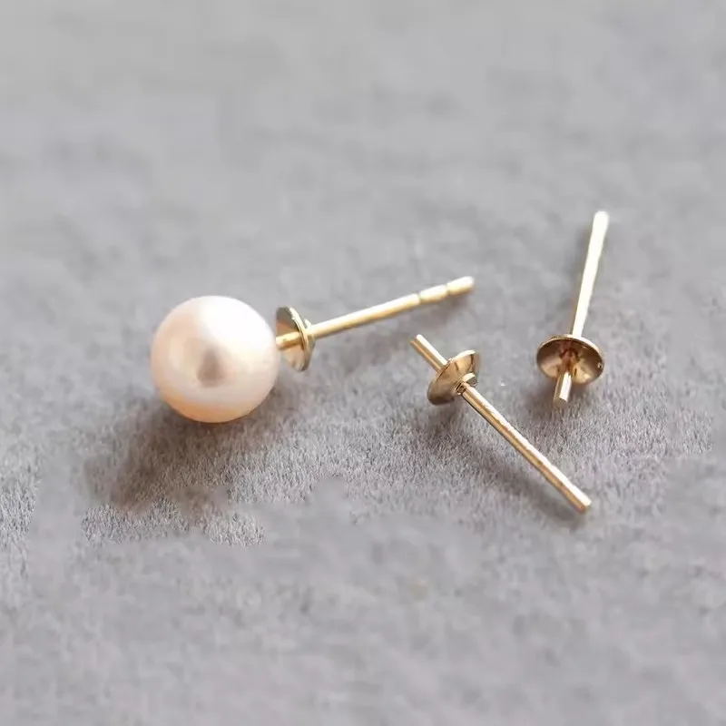 Brinco de copo de pérola preenchido com ouro 14k, acessórios para fazer joias diy, entalhe único ou duplo disponível em tamanhos de 3mm/4mm/5mm/6mm