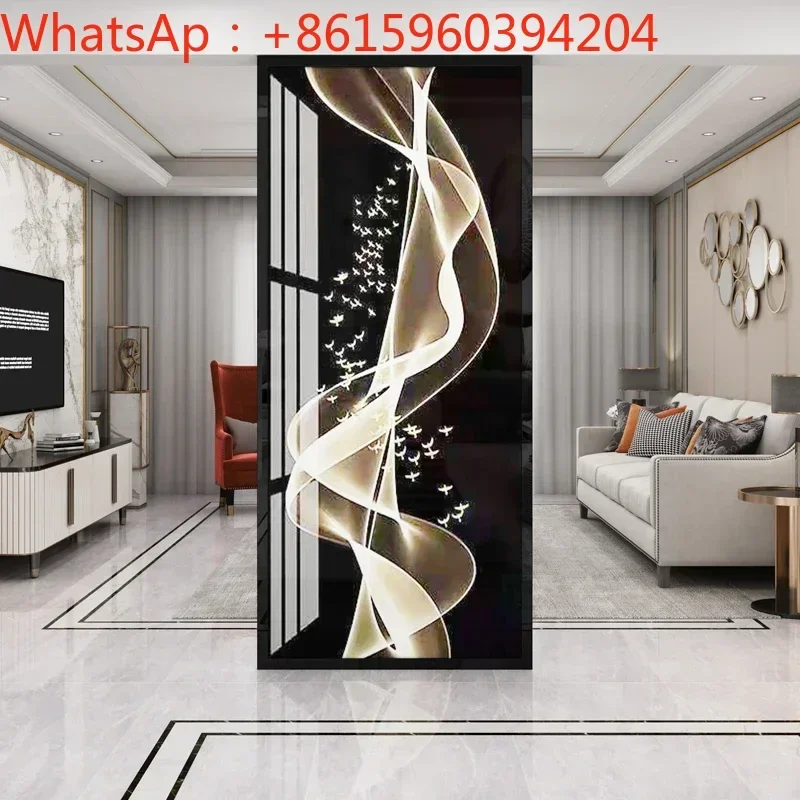 

Iron stainless steel screen partition simple modern living room bedroom glass household bathroom to block the porch