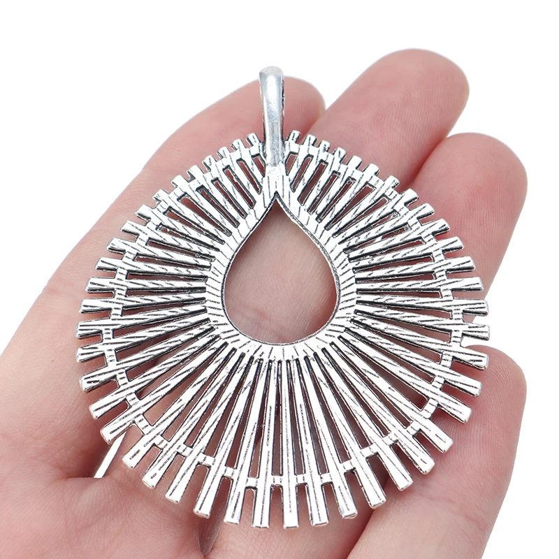 5pcs Silver Color Boho Large Thread Fence Charms Pendants for Necklace Jewelry Making Findings