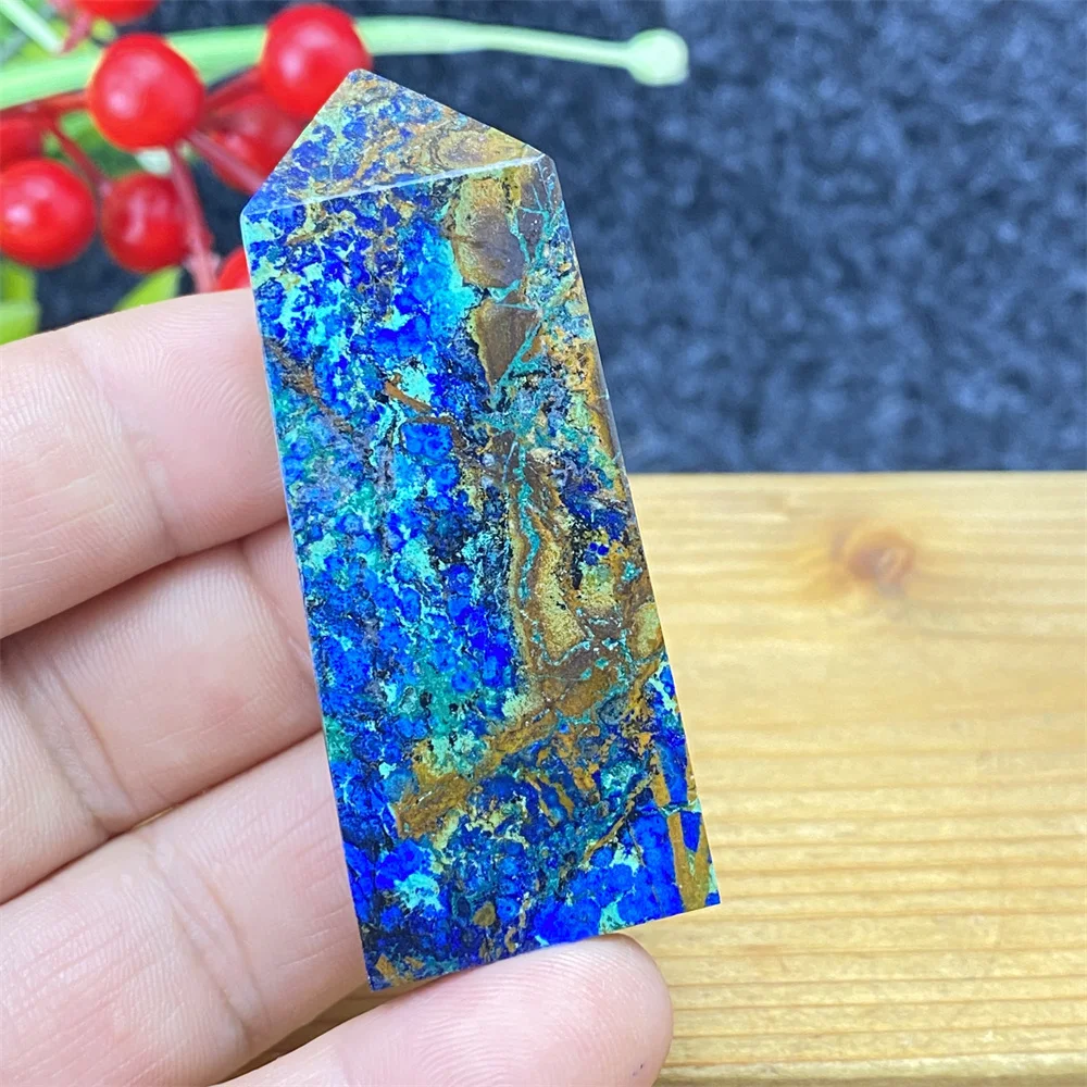 Natural Blue Copper Mine Crystal Pillar Malakita Obelisk High-Quality Home Garden Decoration Degaussing Gift
