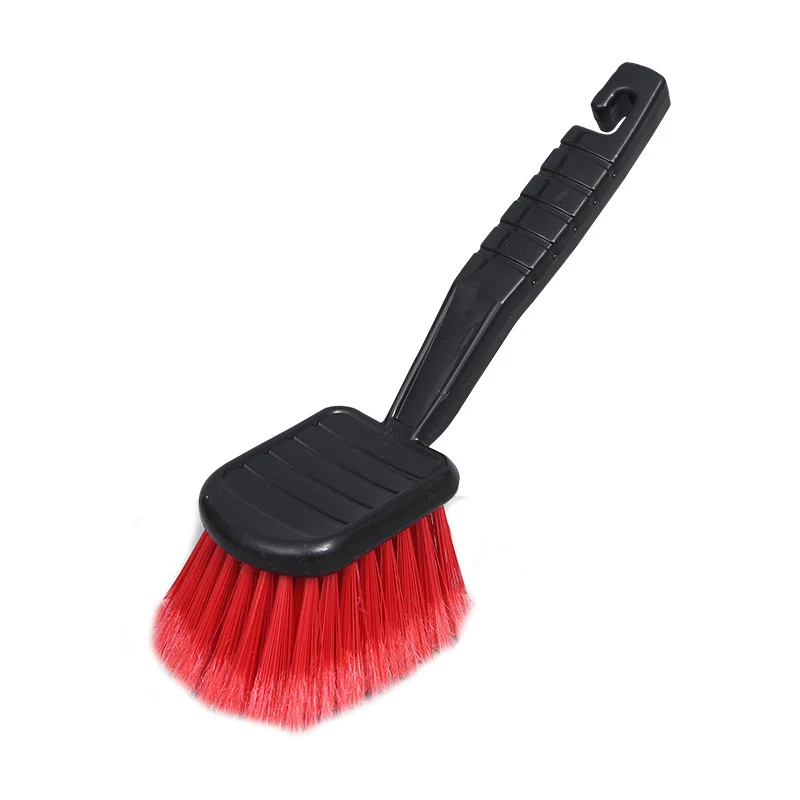 Nettoyeur de brosse de roue de voiture avec poils rouges, poignée noire, outils de lavage pour les détails automatiques, les livres de moto, 1PC