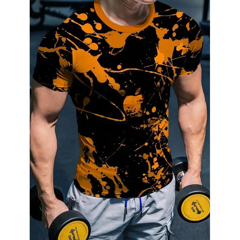 European And American Style Men's Quick Dry Sports T Shirt Stretchy Body Hugging Muscle Defining Fitness Apparel Cycling Running