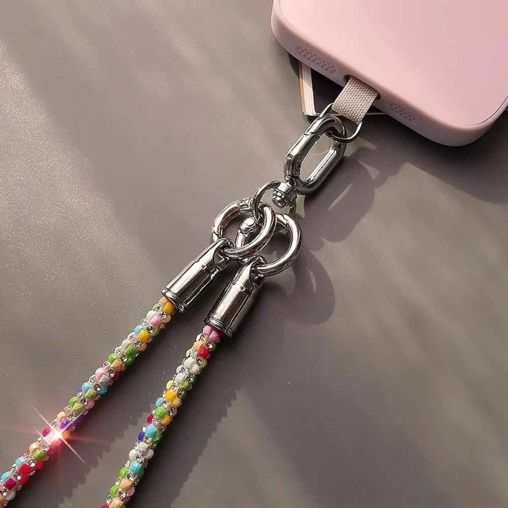 معلقة الحبل بريق حجر الراين الهاتف الحبل نمط طويل Crossbody سلسلة الهاتف المحمول حبل بلينغ بلينغ الفاخرة سلسلة هواتف المحمول