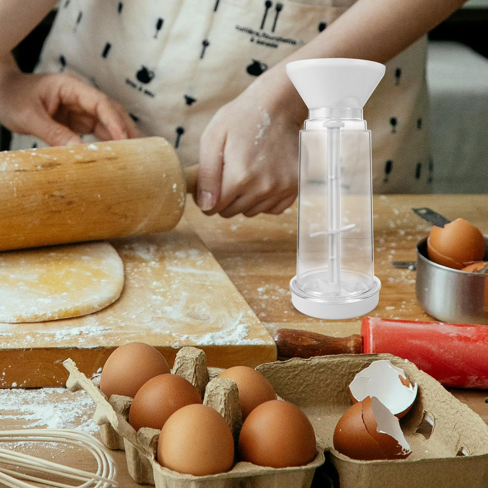 

Flour Sifter Mixing Cup Baking Sieve Plastic Powder Strainer for Kitchen Non-Rust Light Easy Clean Smooth Handle for Sugar