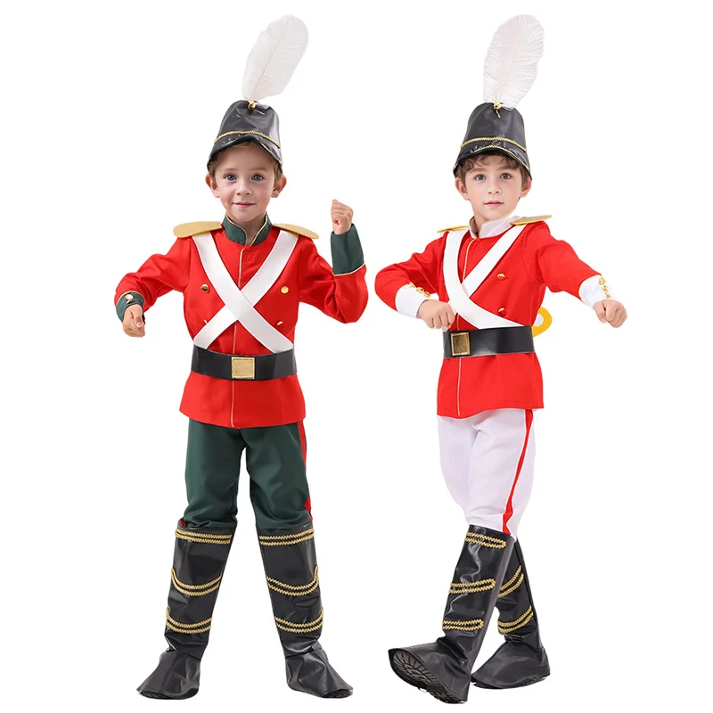 2025 Christmas Toy Soldier Costume for Kids Boys Nutcracker Toy Solider Uniform Fancy Dress Halloween Costumes