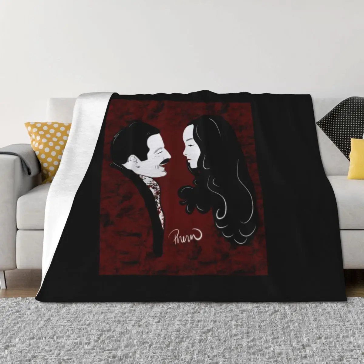 

Morticia and Gomez Adams Lovers Throw Blanket Multi-Purpose Flannel Fabric Luxury Thicken Cute Plaid Blankets