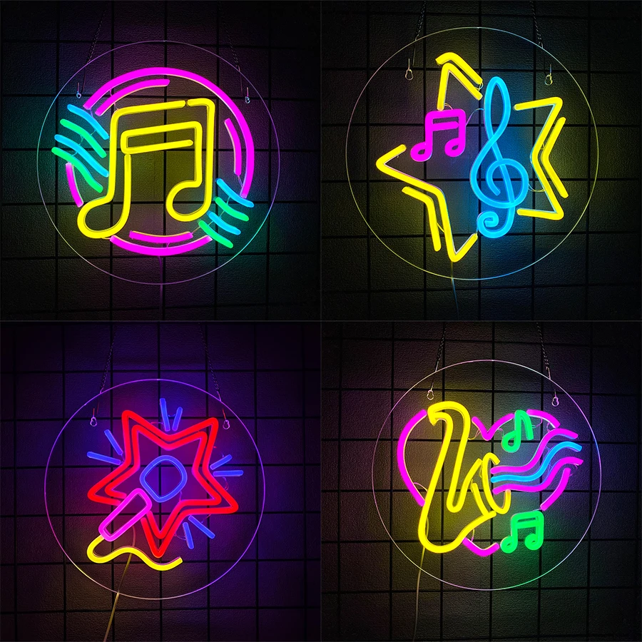 Music Notes Led Neon Sign, Used For Wall Decor, Bedroom Home Music Studio Club Party Recording Room Signs, Music Lovers Gifts.