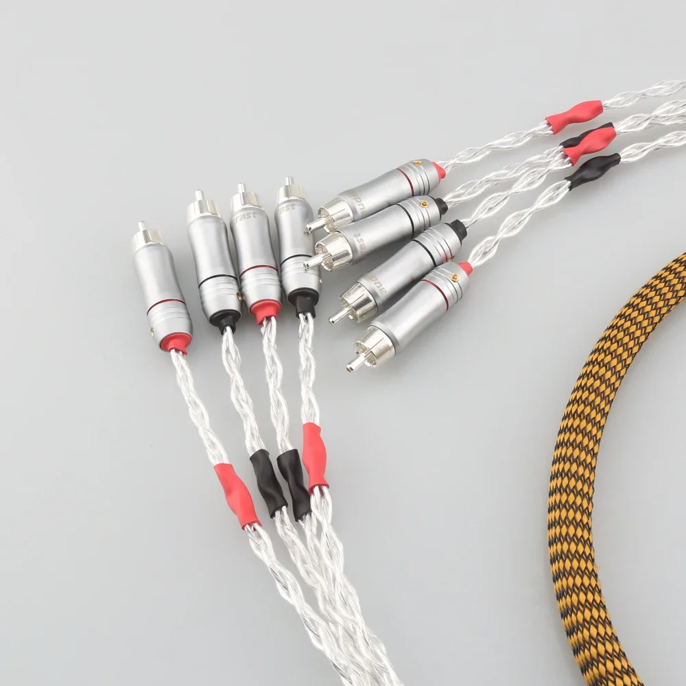 Audiocrast 4RCA Stecker Auf 4RCA Stecker RCA Splitter Silber Überzogene Audio Kabel HIFI Verbindung Kabel