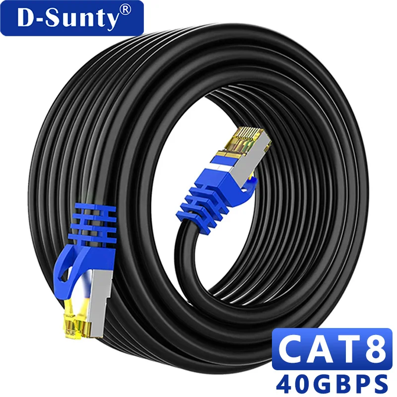 Cable Ethernet Cat 8 40Gbps 2000MHz Pure Copper Outdoor Waterproof RJ45 LAN Cord CAT8 for Gaming Router Data Center FLUKE Tested