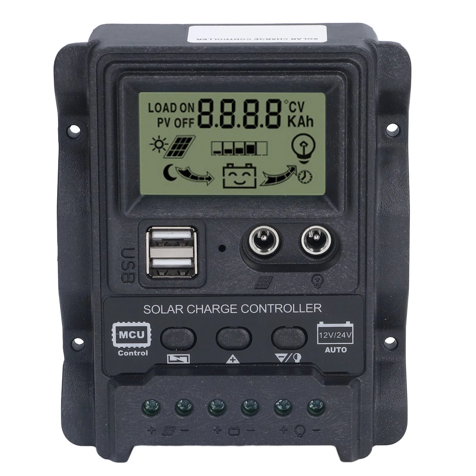 Controlador solar USB dual Pantalla LCD ABS Controladores de carga PWM Control de luz Controlador solar 12V24V
