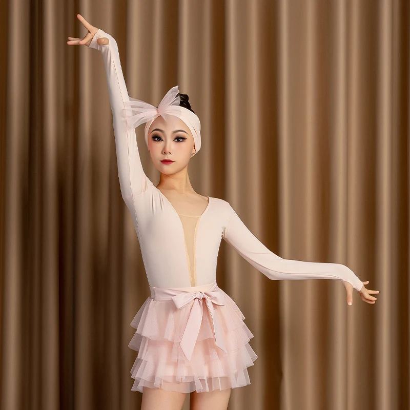 High-level practice clothes, Latin dance clothes, girls' summer children's cake dress, split suit