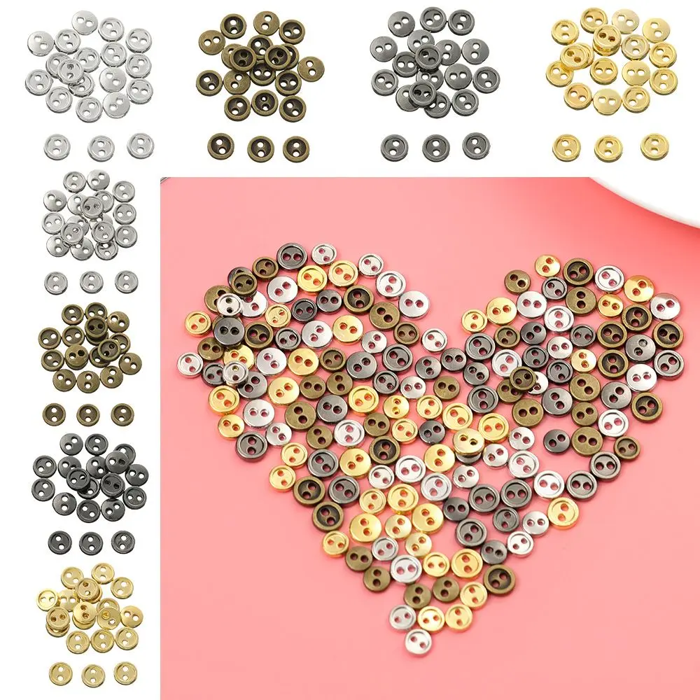 Dollhoues Miniature Accessories Two Holes Mini Metal Buttons Dolls Strap Buckles DIY Doll Clothes Clothing Sewing Craft