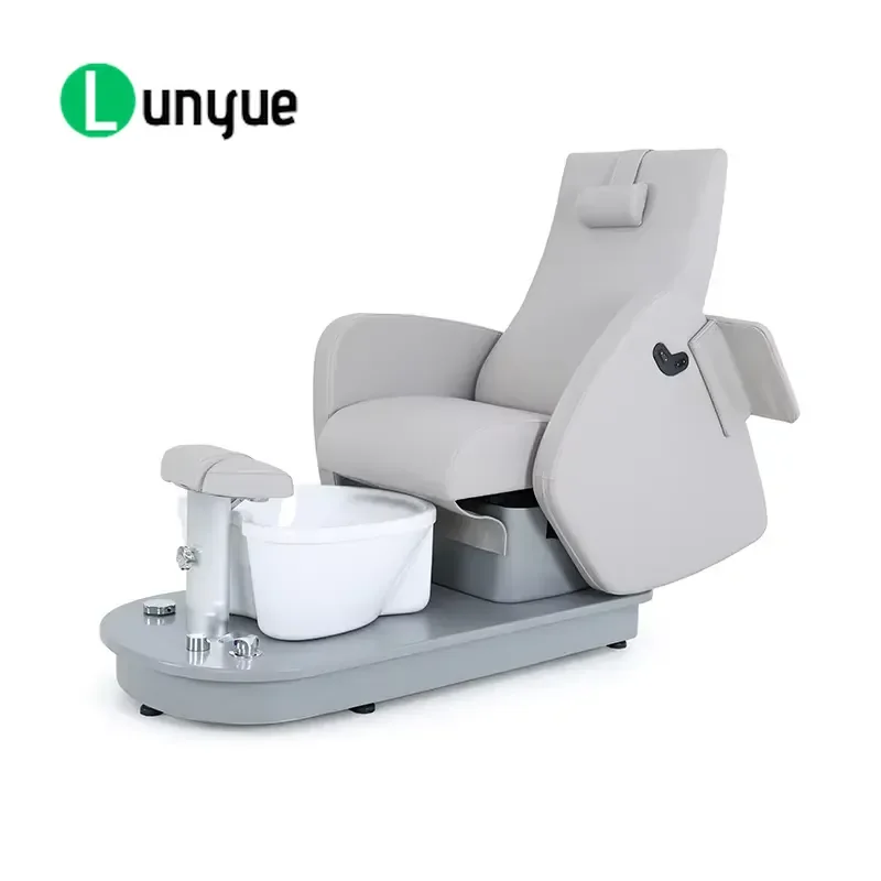 Deluxe Multifunctional Pedicure Chair with Acrylic Basin Reclining Manicure Chair Height Adjustable Foot Pads for Nail Salons