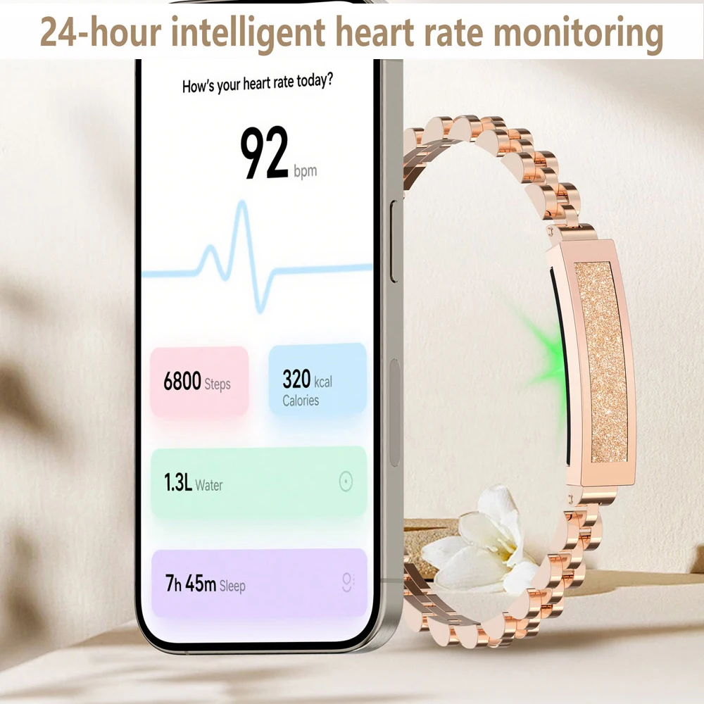 Heartrate Sleep Monitor Bracelet For Women Ultra Thin Wristband Lady Waterproof Smart Chain Bluetooth Connected APP Multi Sports