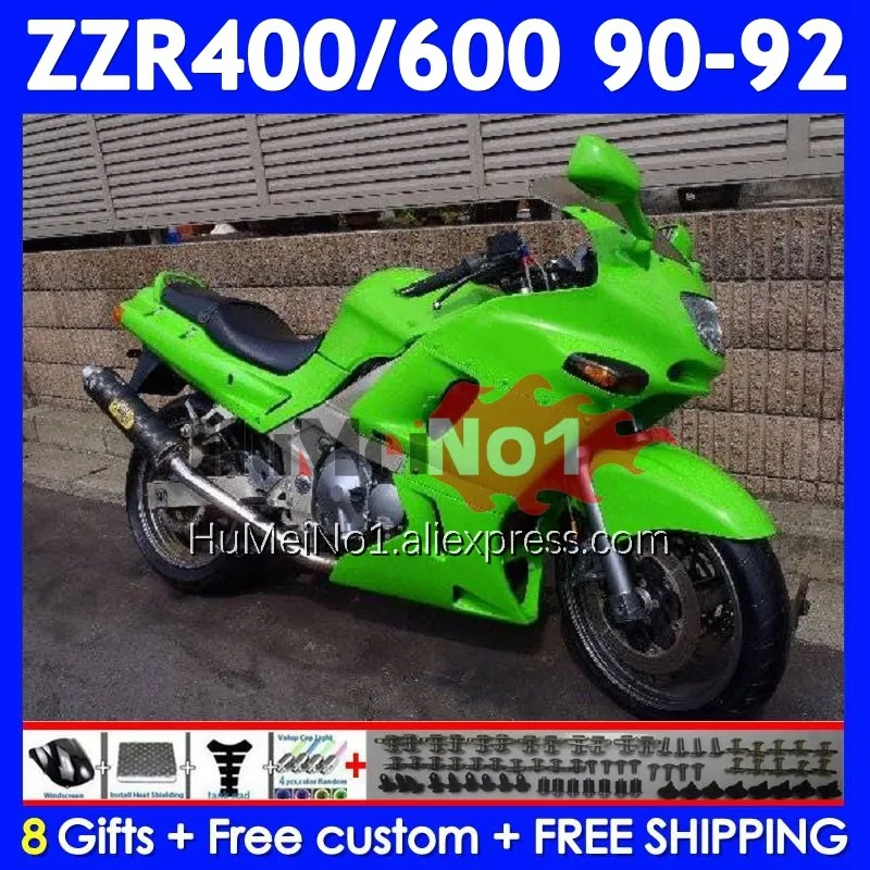 Body Kit For KAWASAKI NINJA ZZR400 ZZR 400 600 1990 1991 1992 236No.33 ZZR600 ZZR-600 ZZR-400 90 Glossy green 91 92 Full Fairing