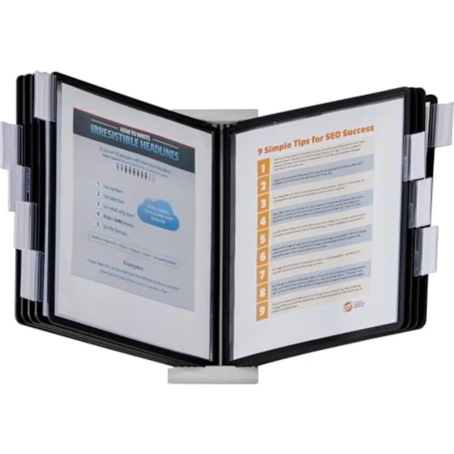

Instaview20 Pocket Expandable Desktop Reference System - Letter Size 10 Double-Sided Panels - Black Color Borders