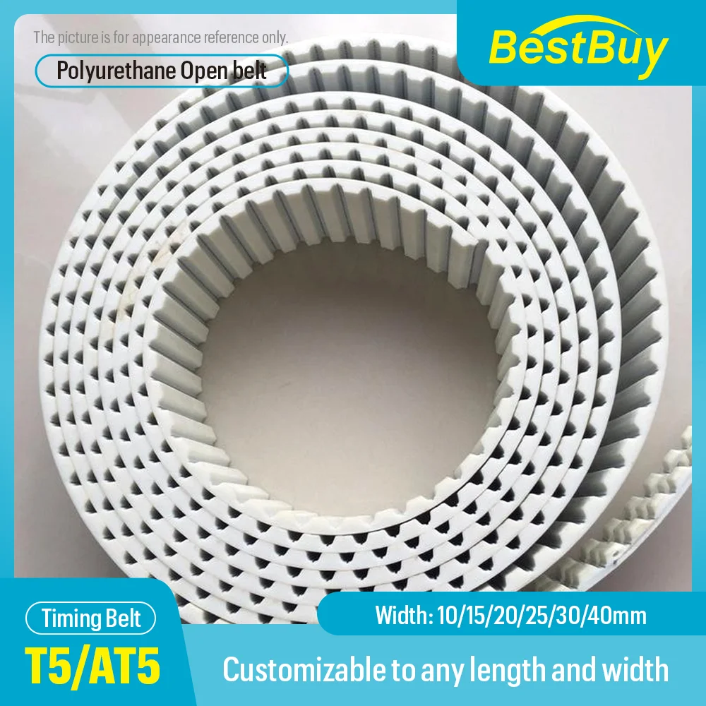 Steel Core Belt AT5/T5 Polyurethane Cloth Opening Synchronous Belt Width 10/15/20/25/30mm Transmission Timing Pulley Belt