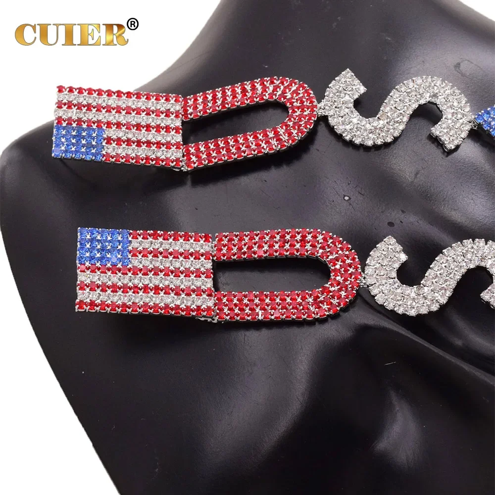 12cm Long USA Letter Drop Earring for Women American Flag Jewelry Gift