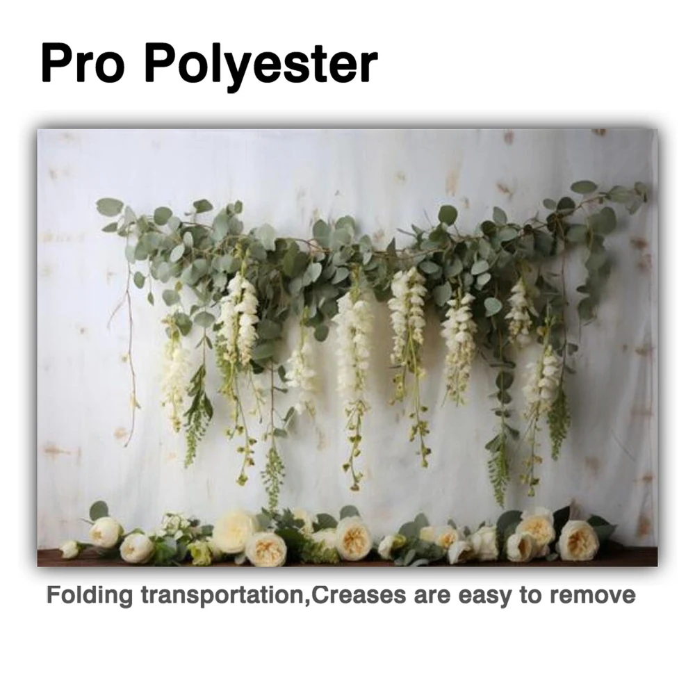 Allenjoy White Wisteria Hanging Flowers Photography Backdrop Wedding Decor Photoshoot Background Studio Props (Backdrop Only)