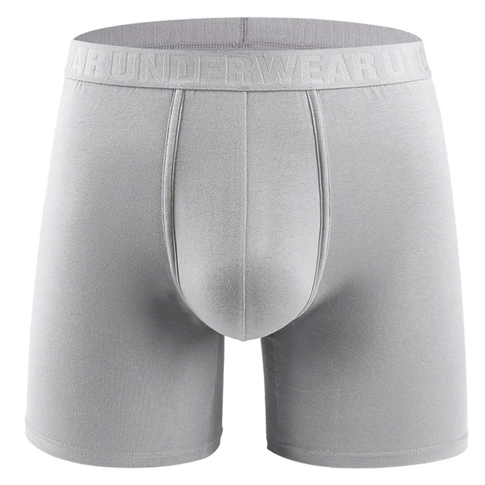 Men Underwear Boxers Shorts Solid Ice Silk Panites Man Breathable U Convex Pouch Middle Long Leg Underpants Cueca Calzoncillo