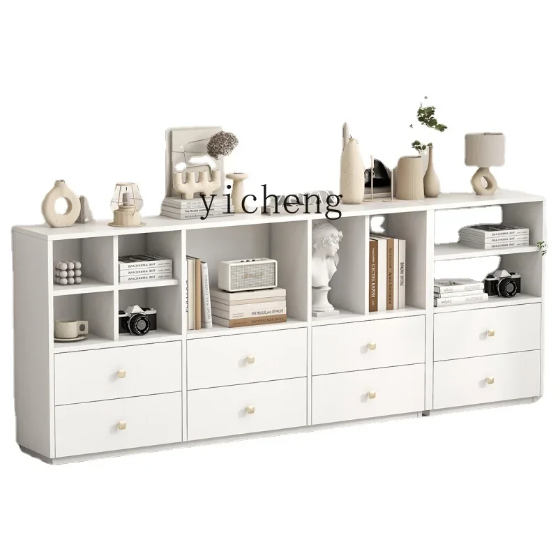YY Simple Natural Wood Grain White Living Room Sideboard Sofa Hallway Background Wall Curio Cabinet