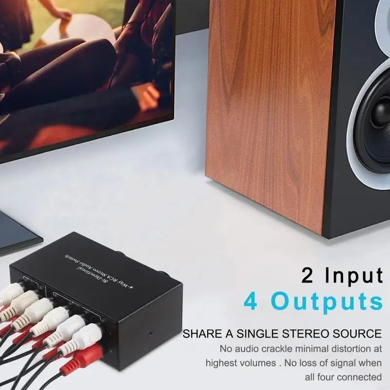 M2EC RCA التبديل الصوت ثنائي الاتجاه 4 في 2 Out/2 في 4 Out R/L STEREO SWITCHER AC004A #4