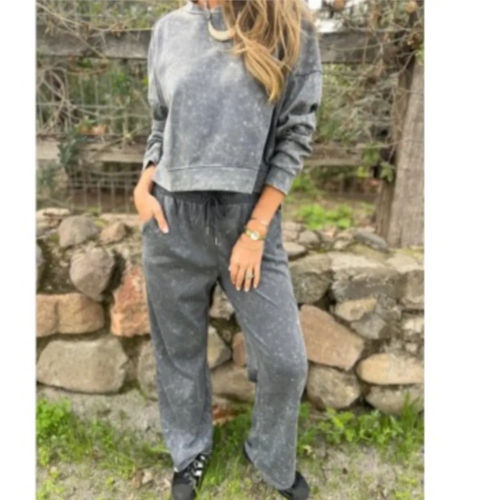 

Casual O Neck Long-sleeved T-shirt Women's Long Pants Set Autumn New Loose Simple Retro Female Sports Long Pants 2-piece Set2025