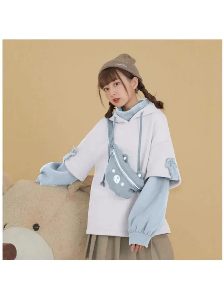 

3XL Harajuku Aesthetic Bear Anime Hoodie Women Korean Kawaii Crewneck Long Sleeve Oversize Streetwear Kpop Y2K Winter Cloth Top