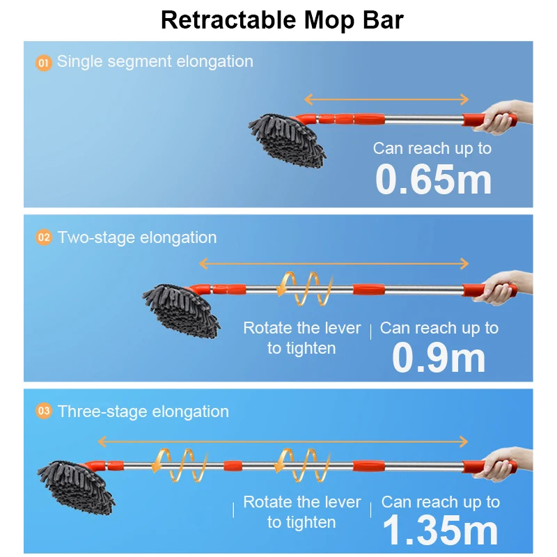 Ajustável Car Wash Mop, Double Brush Head, Rotação de 360 °, Window Wash, Clean Tool, Auto Cleaning Accessories