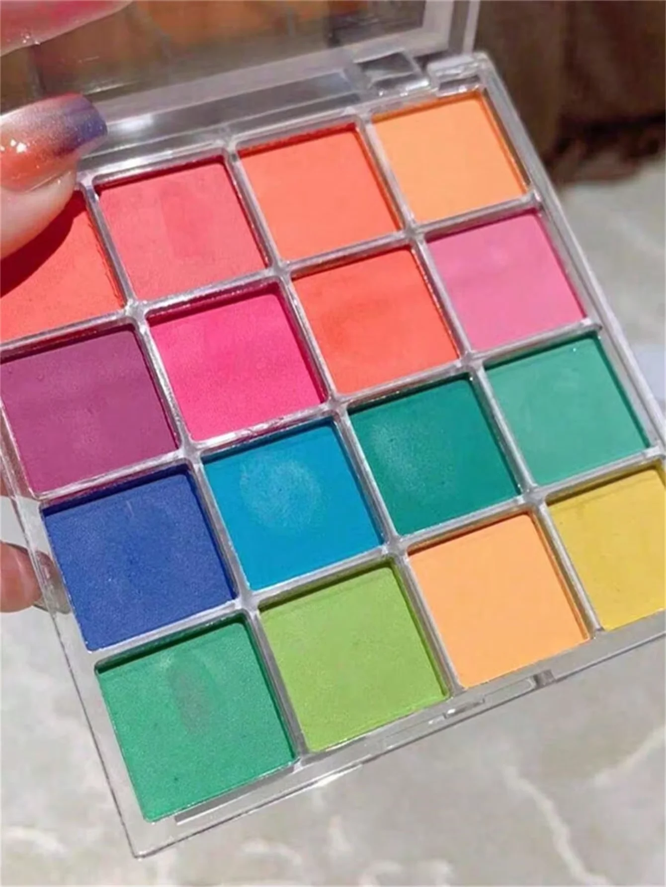 16-grid Gradient Solid Color Mirror Nail Glitter Powder, Multi-use Aurora Pigment for Nail Art & Eye Makeup