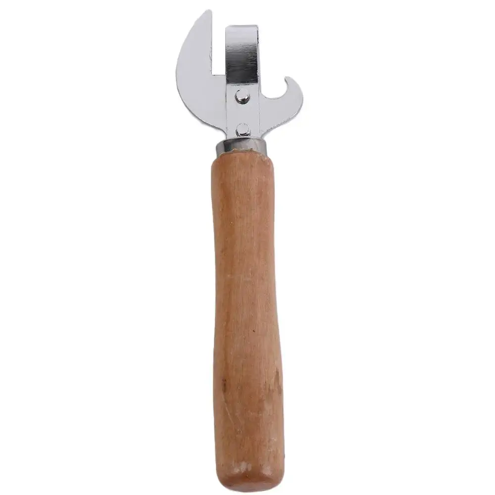 Wine Accessories 2 in 1 Wooden Handle Can Opener Manual Pointed Head Bottle Opener Multifunctional Lid Remover Bar