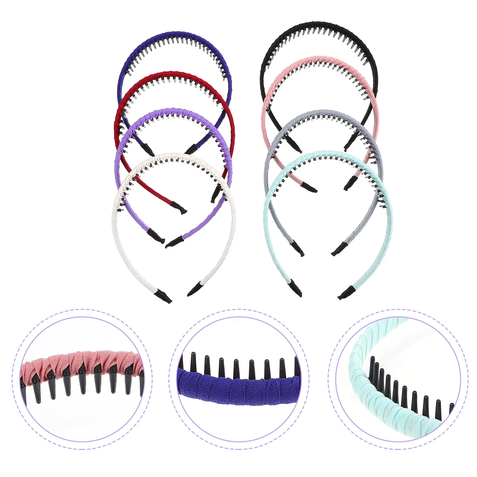 

8Pcs Teeth Hair Women Hairbands Non-Slip Simple Fashion Hair Accessories Mixed Pattern Girls Headband Girls Headband