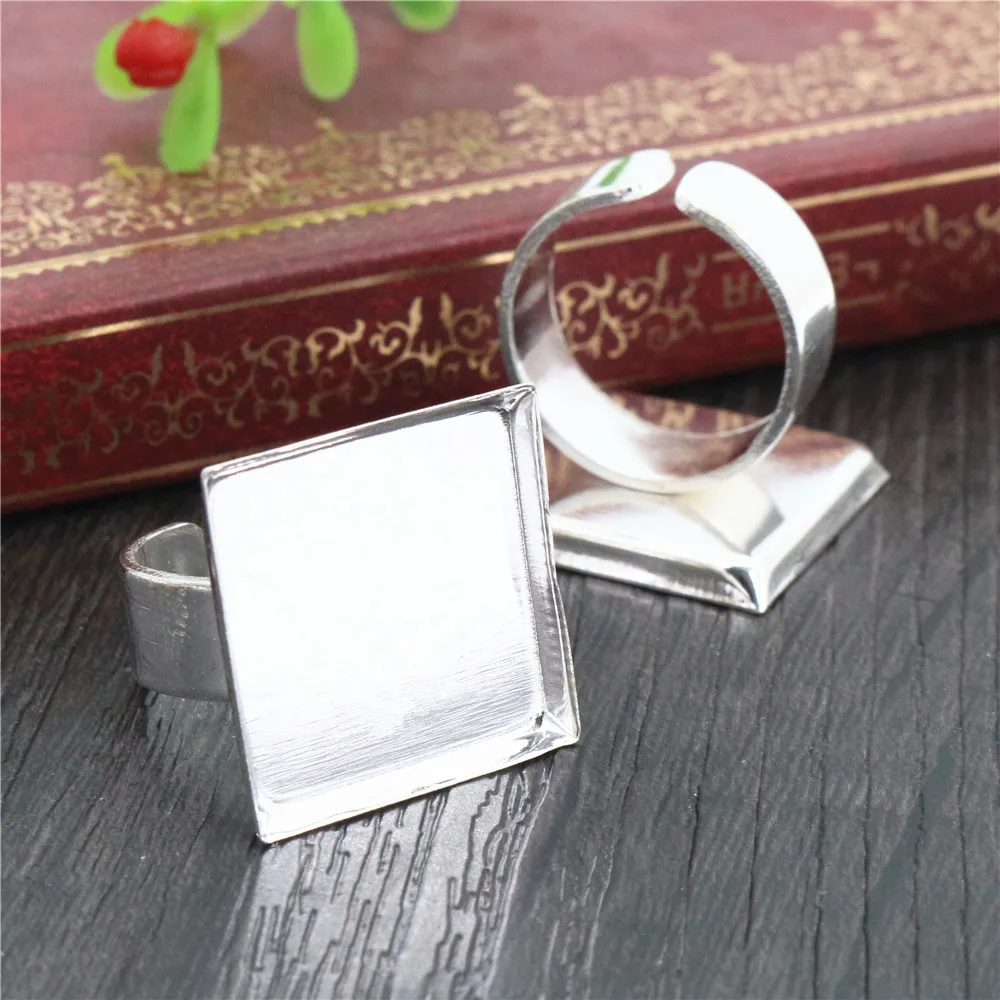 20mm 10 sztuk posrebrzane i brązowe kolory Plated plac regulowany pierścień ustawienia Blank/Base,Fit 20mm szklane Cabochons, przyciski — zdjęcie 5