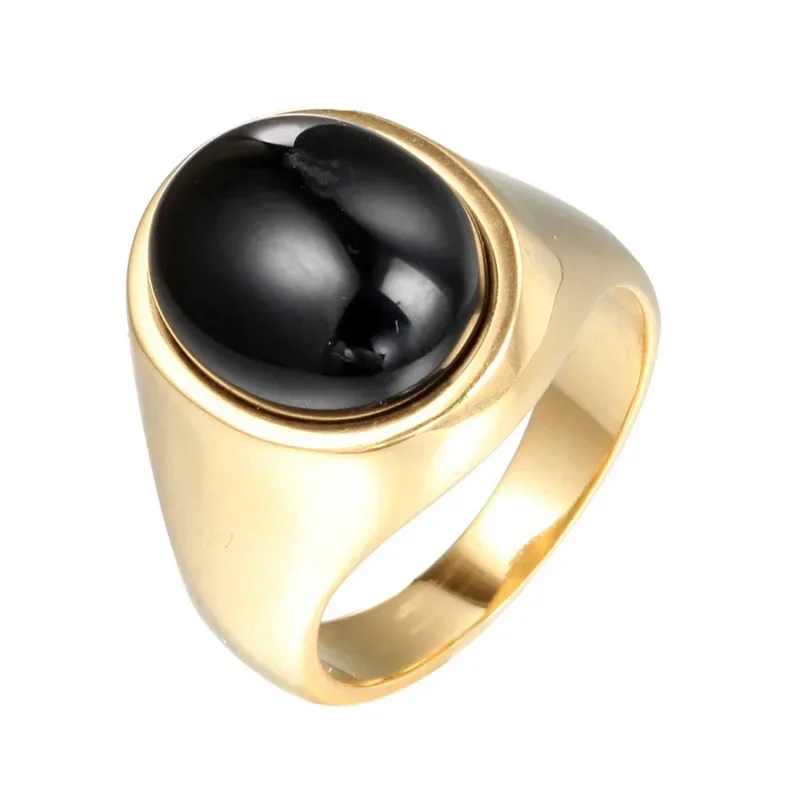 Vintage Jewelry Stainless Steel Artificial Opal Couple Ring Valentine\'s Day Birthday High-end Gift Hand Wholesale