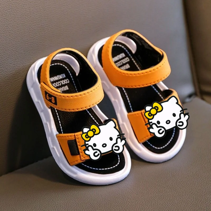 

Детские сандалии Hello Kitty для девочек, летние, новые, с мягкой подошвой, модные пляжные туфли, детские пляжные туфли с открытым носком для мальчиков, корейские пляжные туфли, милые кроссовки Sanrio