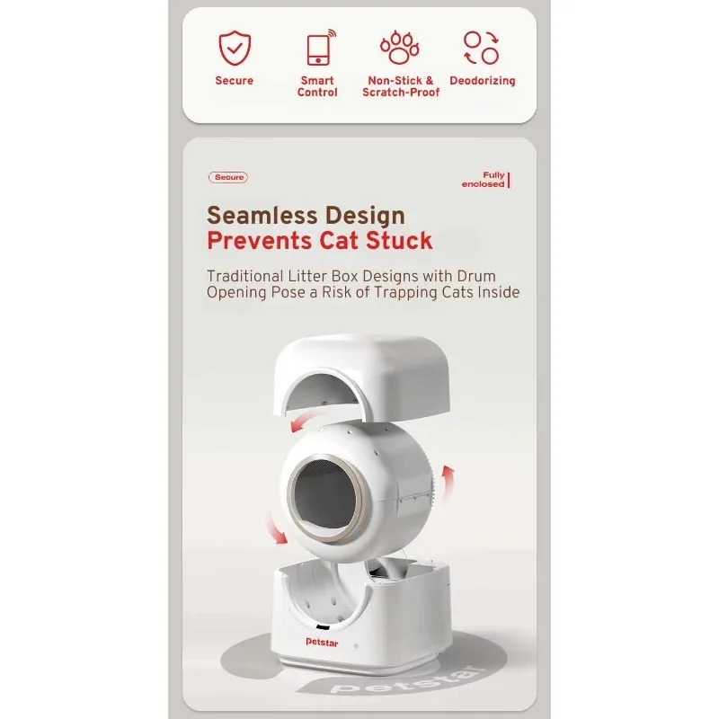 Automatic Self-cleaning Cat Toilet With Deodorizer, Smart & Fully Closed, Odor-Free, Safe for Cats, Large Capacity