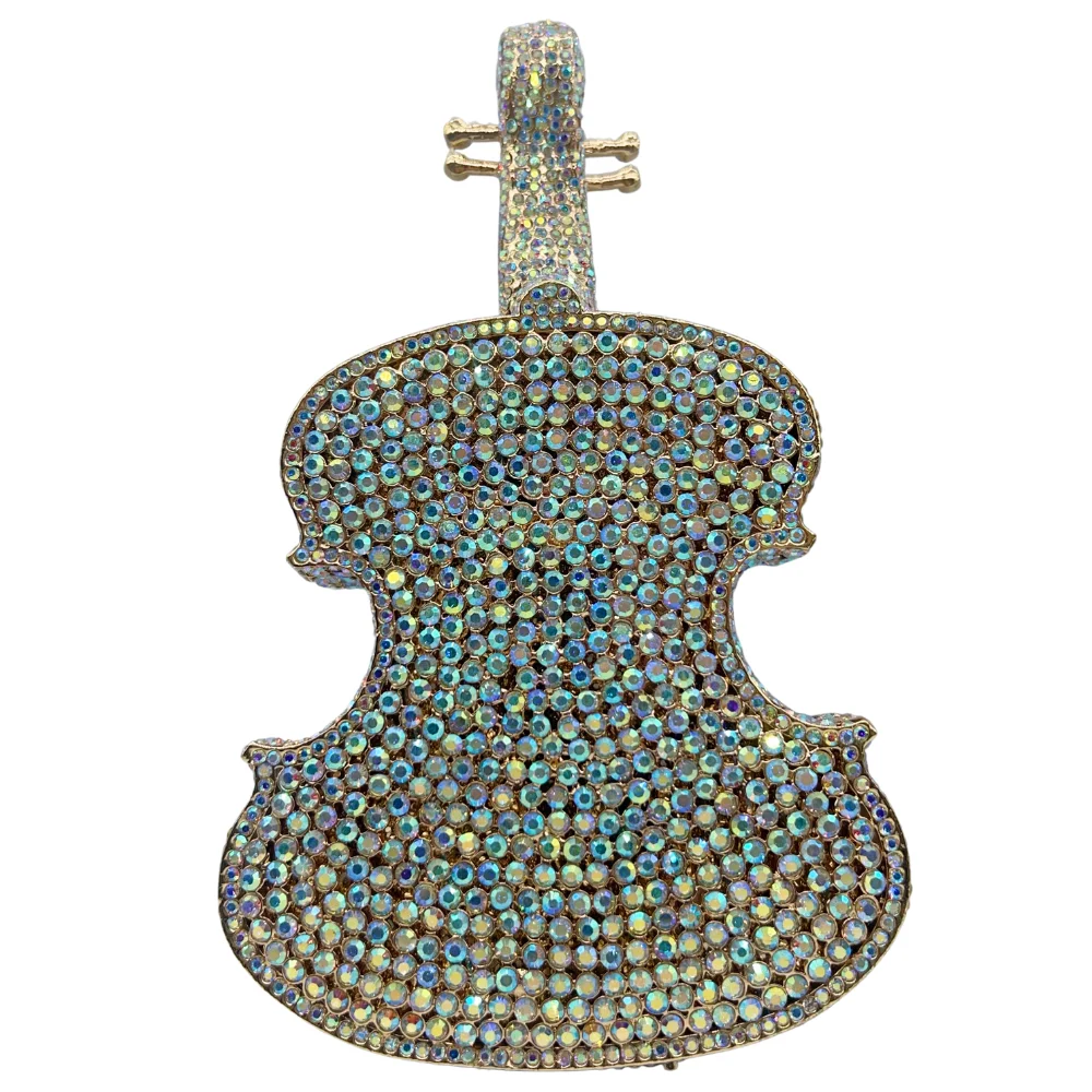 Bolso de mano con forma de violín, bolso de noche para instrumentos musicales para mujer. Monedero sinfónico personalizado OEM, MOQ bajo al por mayor directo de fábrica