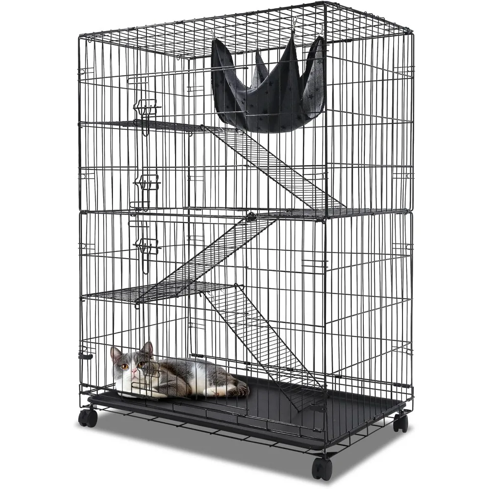 

Cat Cages Indoor, Large Cat Crates for Indoor , Collapsible Metal Wire Cat Enclosures Big Kennel for Adult Cats Kitten
