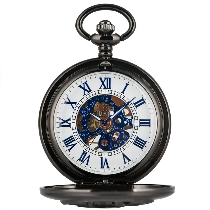 Steampunk Hollow Out Goat Handwinding Mechanical Pocket Watch for Men Women Roman Numeral Pendant Chain Relgio de bolso Gift