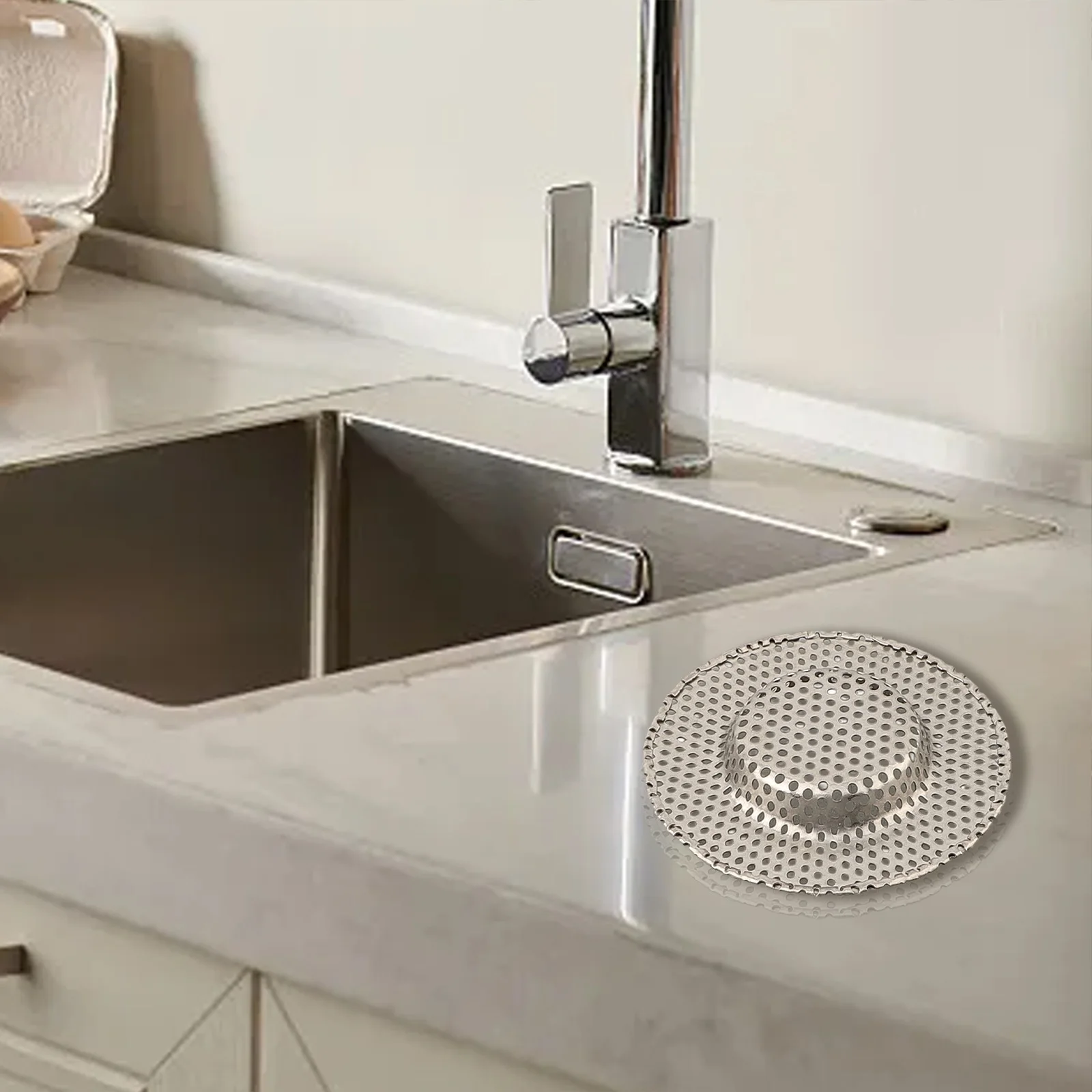 

Stainless Steel Sink Filter Strainer And Anti Blocking, Prevents Bad Smelling Plumbing, Perfect For Kitchen And Bathroom